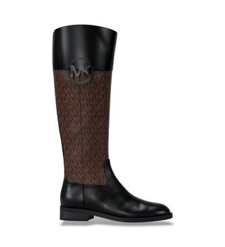 Michael Kors para mujer. 40F6KMFB5B Botas de piel Kimmee Flat negro (38), Marrón, Plano, Cremallera, Casual