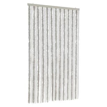 Cortina Antimoscas Chenilla Gris Claro Y Blanco 100x220 Cm