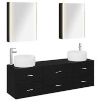 juego de muebles de bano 5 uds roble negro vidaxl