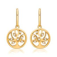 pendientes de plata 925 banados en oro arbol de la vida circonita
