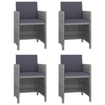 Conjunto Comedor Jardin 5 Uds | Mueble Jardin Mesa Y Sillas Y Cojines Ratán Sintético Gris