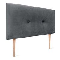 dhome cabecero de terciopelo liso con botones 95x115 con patas camas 8090 - gris oscuro