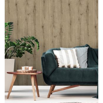 Papel Pintado Vinílico Lavable Imitación Madera Dibujo De Listones Con Relieve - Coimbra 6019 De Gaulan - Rollo De 10 M X 0,53 M