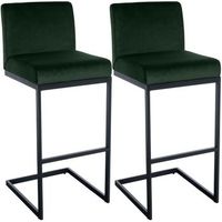 set de 2 taburetes de bar hopewell terciopelo metal verde 53x43x104 cm clp