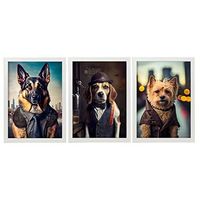 set de 3 posters diverso en estilo fotografia a todo color divertidas ilustraciones realistas de animales con ropa humana diseno y decoracion de interiores a3 marcos blancos nacnic