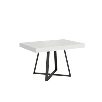 Mesa Extensible 90x130/390 Cm Abbraccio Fresno Blanco Patas Antracita