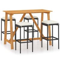 set de bar para jardin 5 piezas y cojines ratan sintetico negro vidaxl