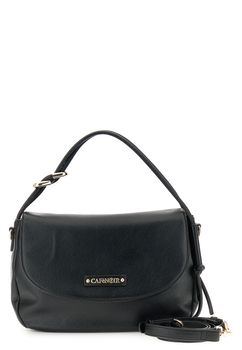 bolso de hombro efecto piel con grano y solapa black