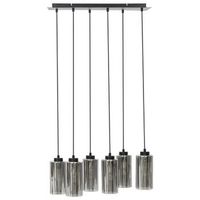 lampara colgante moderna 6 luces base hierro vidrio pantalla ahumada sala de estar dormitorio iluminacion ambiental gris puriri