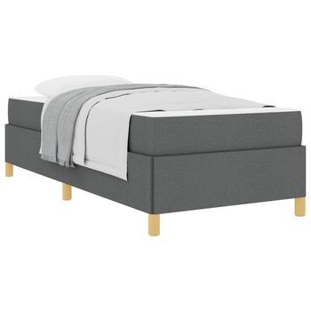 Cama Individual | Cama Para Adulto | Estructura De Cama Con Colchón Gris Oscuro 90 X 200 Cm Tela
