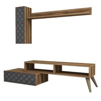 mueble tv con estante planeta calcedonia nogal