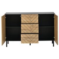 aparador de tablero aglomerado madera natural y negro 120x40x76 cm