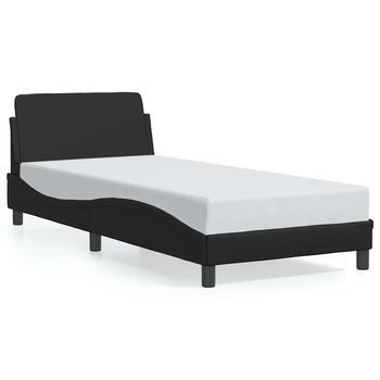Estructura De Cama Dover Cuero Sintético Negro 90x190 Cm Vidaxl