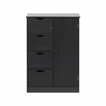 Mueble de baño con 4 cajones y 1 puerta de madera negro