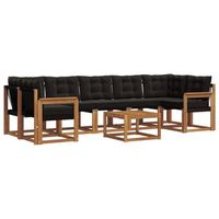 conjunto de sofas de exterior con cojin 8 piezas  mueble de jardin natural y negro