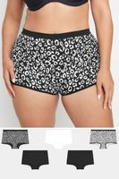 yours juego 5 bragas shorts negras estampado animal