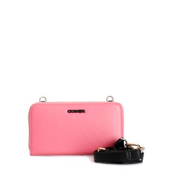 cartera con bolsillo para móvil y bandolera hot pink taglia unica