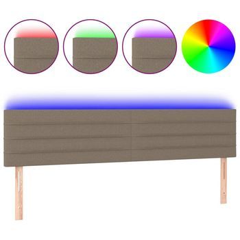 Cabecero Cama Con Led | Panel De Cabecera De Tela Gris Taupe 180x5x78/88 Cm