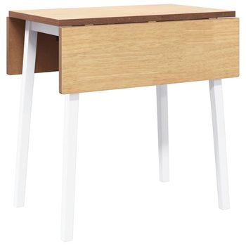 Mesa De Comedor De Madera Maciza De Caucho Blanco Vidaxl