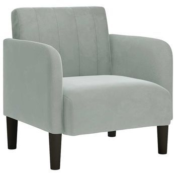 Sillón Con Reposabrazos Terciopelo Gris Claro 54 Cm Vidaxl