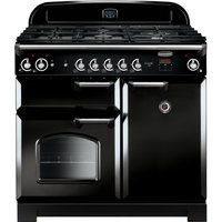 rangemaster classic 100 gas range cooker - black  chrome black