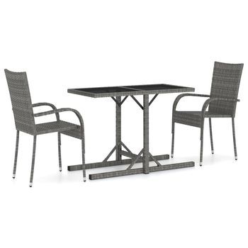 Conjunto Comedor Jardin Para Jardín 3 Uds | Mueble Jardin Mesa Y Sillas Gris