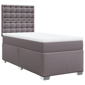 Cama Box Spring Con Colchón Cuero Sintético Gris 80x200 Cm Vidaxl