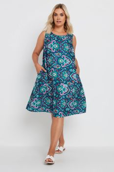 Yours Vestido Sin Mangas Azul Cachemira Con Bolsillos, Mujer Curvy Y Tallas Grandes, Yours