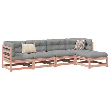 Juego De Sofás De Jardín 5 Uds | Mueble Jardin Mesa Y Sillas Madera Maciza De Abeto Douglas Cfw33358