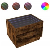 mesa de cafe - mesa de centro con infinity led roble ahumado 70x50x50 cm