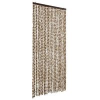cortina antimoscas chenilla beige y marron 100x200 cm vidaxl