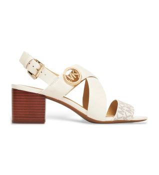 Michael Kors para mujer. 40S4VEMS1B Sandalias Vera de piel con logotipo vainilla (37), Beige, 3 a 5cm, Hebilla, Casual