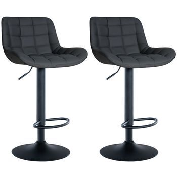 Set De 2 Taburetes De Bar Tover Simil Cuero Negro 54x48x81 Cm Clp