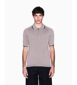 A|X Armani Exchange para hombre. XM001977AF20139U6107 Polo Knit Driftwood gris (S), Casual, Algodón, Manga corta