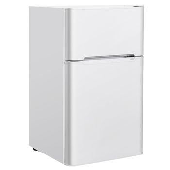 Costway Frigorífico Compacto Mini Nevera 90 L Congelador Separado con 2 Puertas Luz LED Refrigeración Rápida Ahorro Energético Silencioso