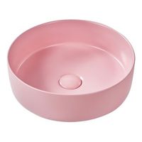 lavabo sobre encimera de ceramica bano redondo  37 cm rosa mate gudar