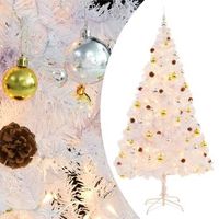 arbol de navidad  decoraciones de navidad preiluminado con luces y bolas blanco 210 cm cfw692602