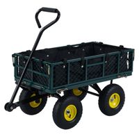 costway carrito jardin metalico plegable 2 en 1 408kg laterales malla extraibles asa ajustable giro 270 neumaticos resistentes granja