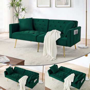 Sofá De Dos Plazas Moderno - Mueble Para Salón - Terciopelo - Verde