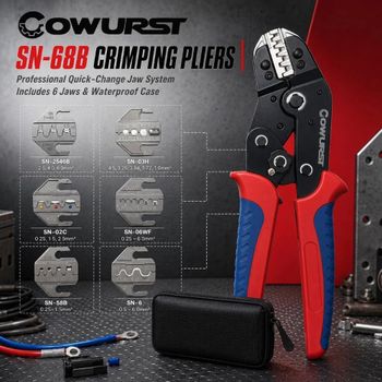 Alicates de crimpado de cambio rápido Ratchet SN-68 con 6 mordazas para terminales automotrices, terminales Dupont, kit de herramientas para crimpado de cables