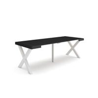 mesa consola extensible mesa comedor plegable 220 para 10 comensales patas madera maciza estilo moderno negro