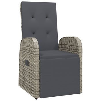 Sillón Reclinable De Jardín | Silla De Jardín Con Cojín Ratán Sintético Gris