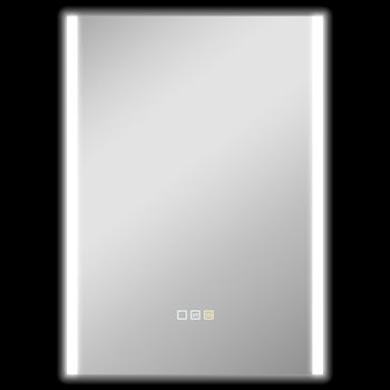 HOMCOM Espejo de Baño con Luz LED 70x50 cm con 3 Colores de Luz Función Antivaho Función de Memoria IP44 Horizontal/Vertical