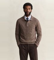 gant para hombre 8040263 polo wool blend taupe m lana clasico manga larga