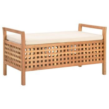 Banco De Almacenamiento De Madera Maciza De Nogal 93x49x49 Cm Vidaxl