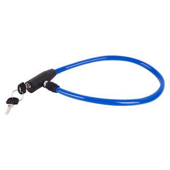 Cofan Candado para bicicleta con cable de acero | Revestimiento de PVC azul | Seguridad para bici | Candado antirrobo | Incluye 2 llaves | Medidas: Ø5 mm x 500 mm