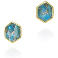 jorge revilla pendientes pendientes hexagonales de turquesa de plata con bano de oro 18k para mujer