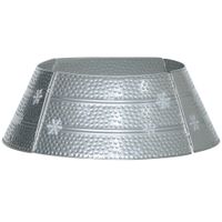 homcom falda para arbol de navidad de metal impermeable decoracion para para fiestas hogar 66x66x23 cm plateado   aosom espana