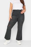 jeggings negro lavado acampanados con rotos hannah mujer curvy y tallas grandes yours