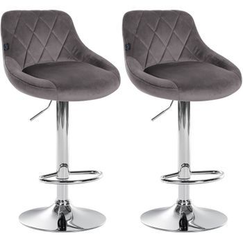 Set De 2 Taburetes Lazio En Terciopelo Gris 49x46x83 Cm Clp